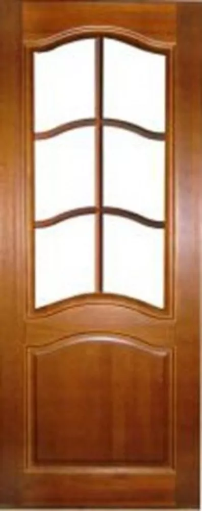 Дверь межкомнатная массив сосна остекленная (темный лак) №7